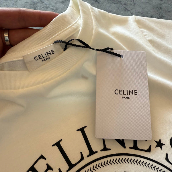 Celine SS26 Printed Short-Sleeve Tee White Cotton 350453