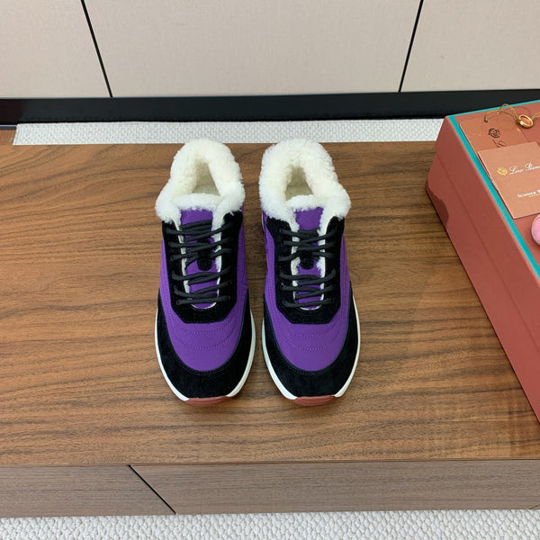 LP 26s Flexy Walk Sneakers 3cm Purple Black Suede Shearling 110919