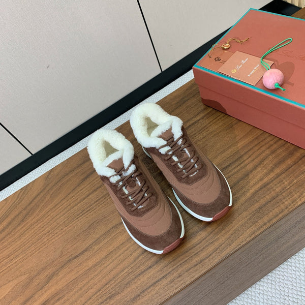 LP 26s Flexy Walk Sneakers 3cm Chocolate Suede Shearling 110920
