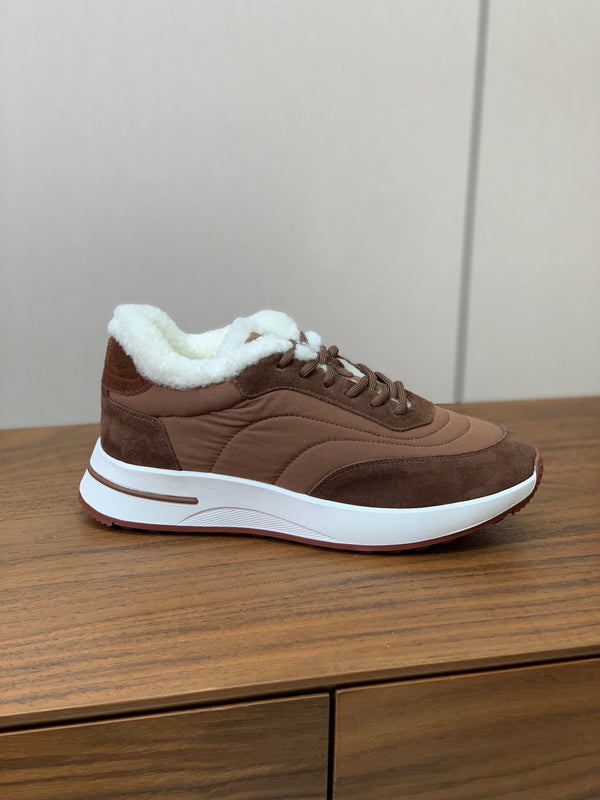 LP 26s Flexy Walk Sneakers 3cm Chocolate Suede Shearling 110920