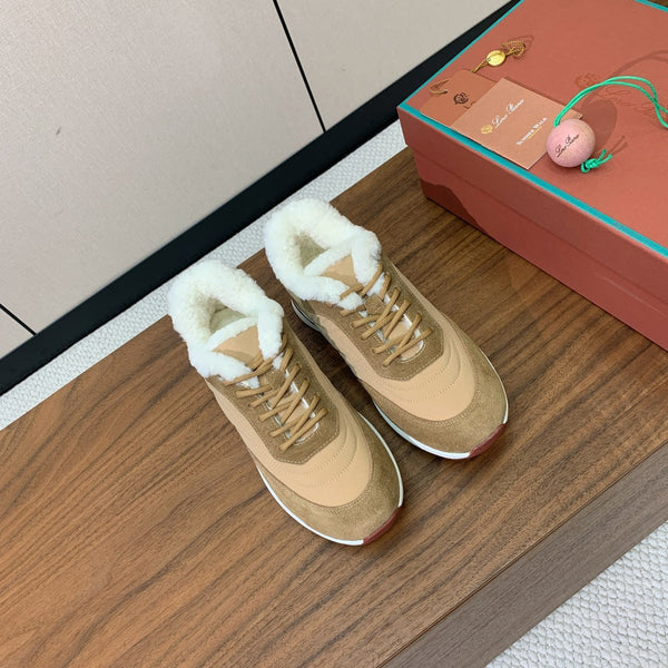 LP 26s Flexy Walk Sneakers 3cm Khaki Suede Shearling 110923