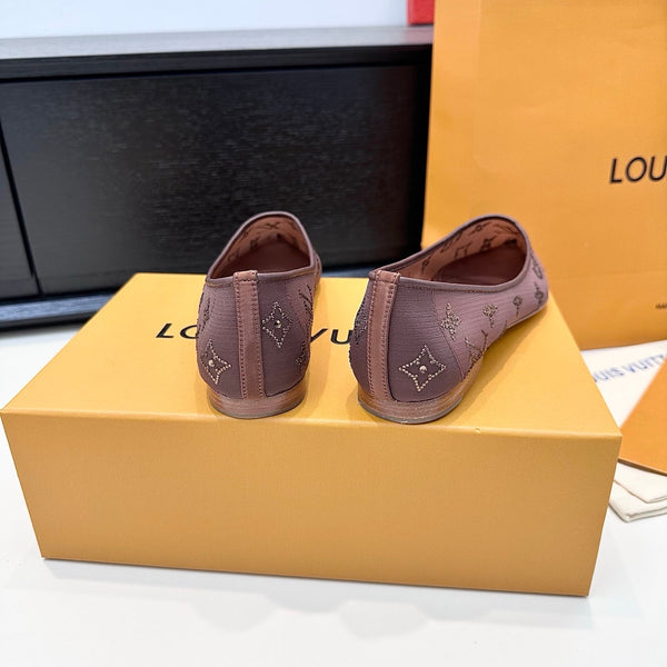 LV GALA High Heels Series Shoes Dark Rose Taupe Mesh 542213