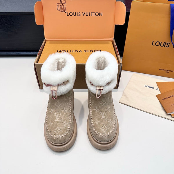 LV Cortina Low Boots Khahi Suede Wool 542235