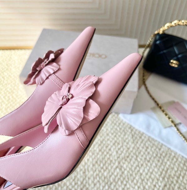 Jimmy Choo Skye Corsage Slingback Pink Sheepskin 669833