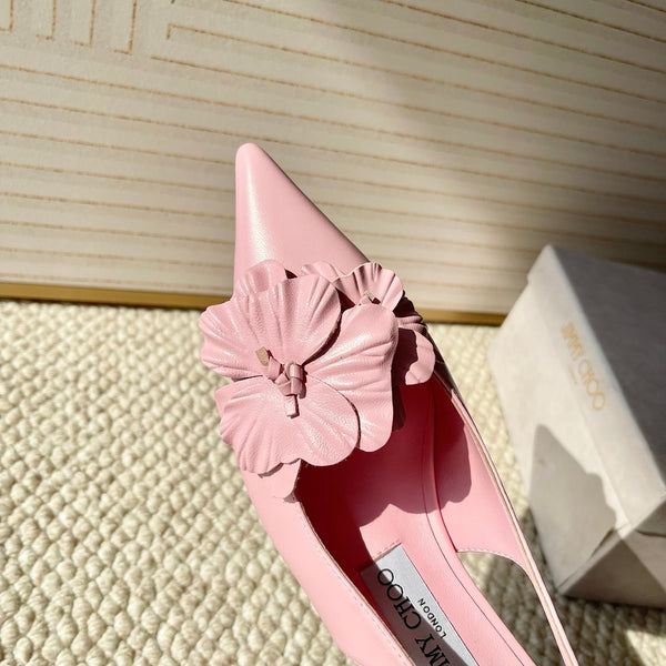 Jimmy Choo Skye Corsage Slingback Pink Sheepskin 669833