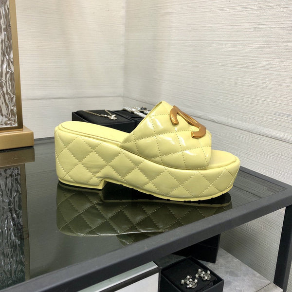 mule sandal 95 lime quilted waxed leather