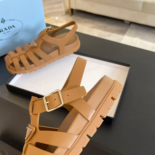 PRA RUBBER FISHERMAN SANDALS BRONZE CALFSKIN