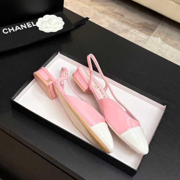CC 26s Classic Slingback Flat Pink White Patent Leather 907642