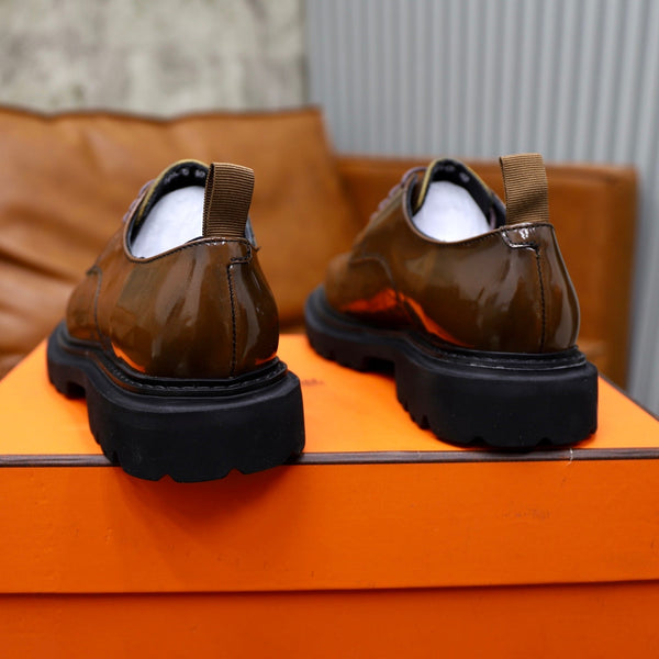 HM Men's Derby Shoes Brown Patent Leather 581372