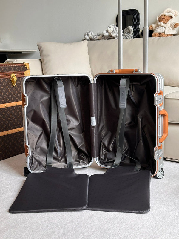 Rimowa 2025 Cabin Twist Suitcase 21inch Silver Brown Aluminum 273828