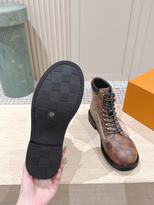 LV Ankle Boots Brown Damier Canvas 555691