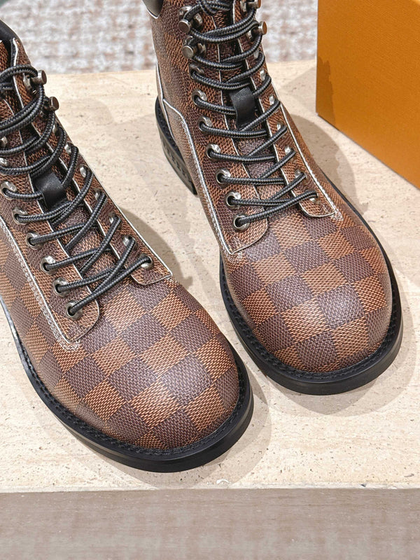 LV Ankle Boots Brown Damier Canvas 555691