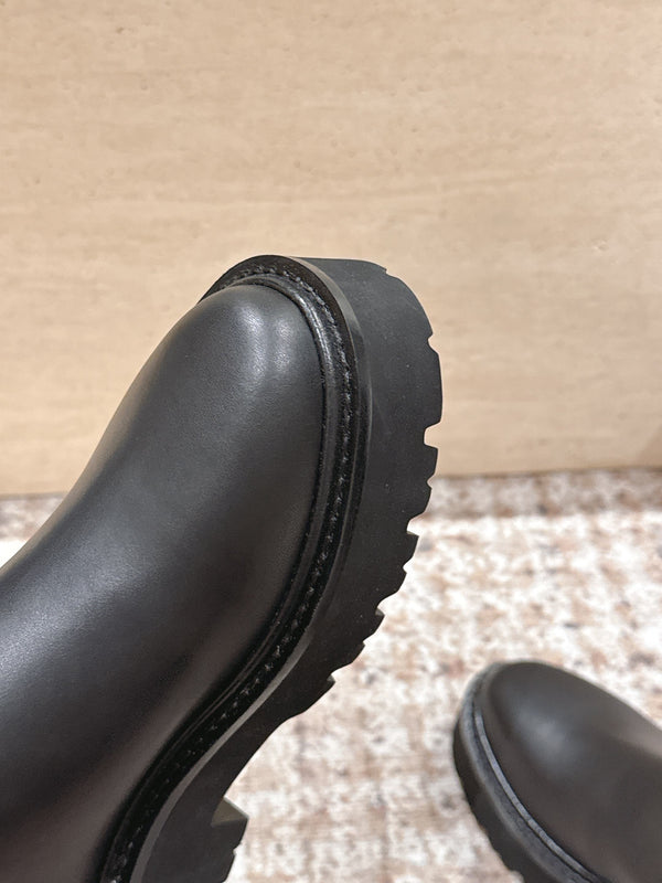 LV Celine Margaret Chelsea Boots Dark Brown Calfskin and Woolen Fabric 532986
