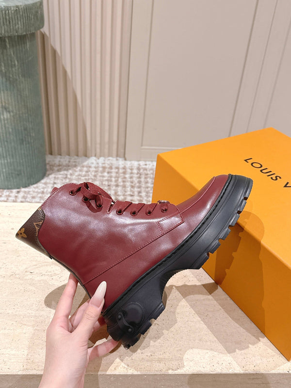 LV Squad Lace-up Ankle Boot 5cm Burgundy Cowhide 576972
