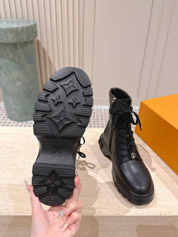 LV Squad Lace-up Ankle Boot 5cm Black Cowhide 576971