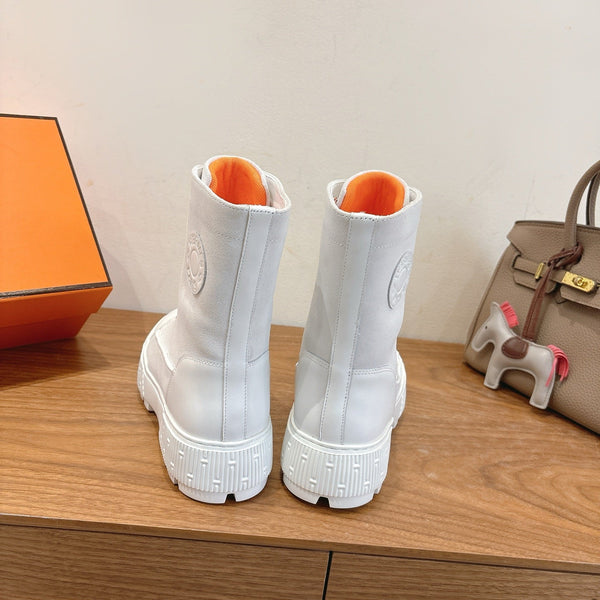 HM 26S Fresh Ankle Boots 4cm White Suede Leather 110601