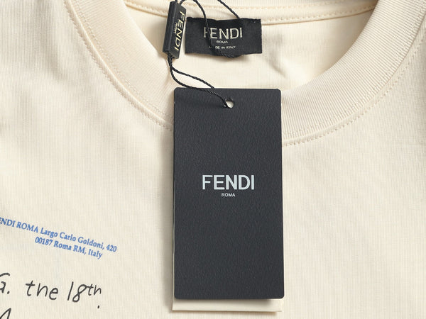 Fendi Men Oversized T-Shirt Cream Cotton