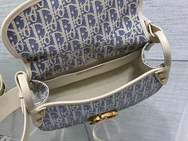 CD Montaigne classic monogram 25 blue white canvas jacquard