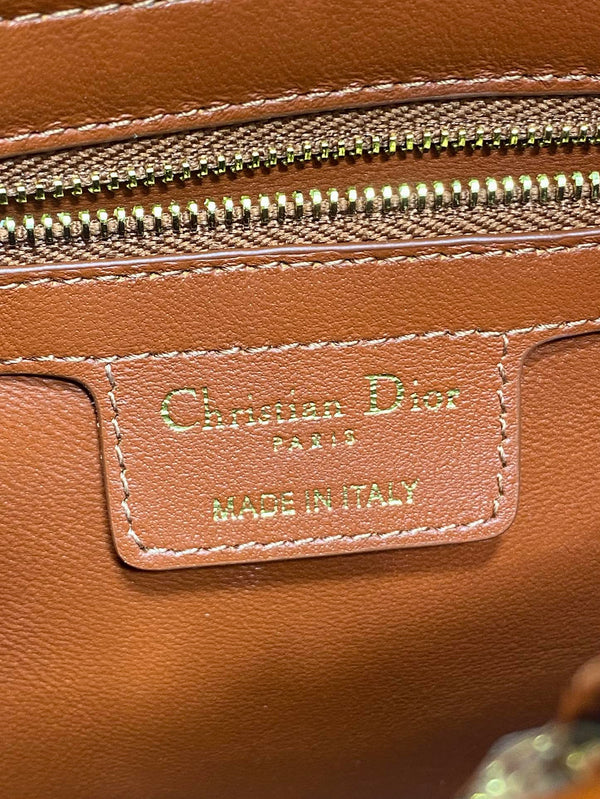 Dior 2025 Crocodile Pattern Bag 28cm Brown Leather 272523