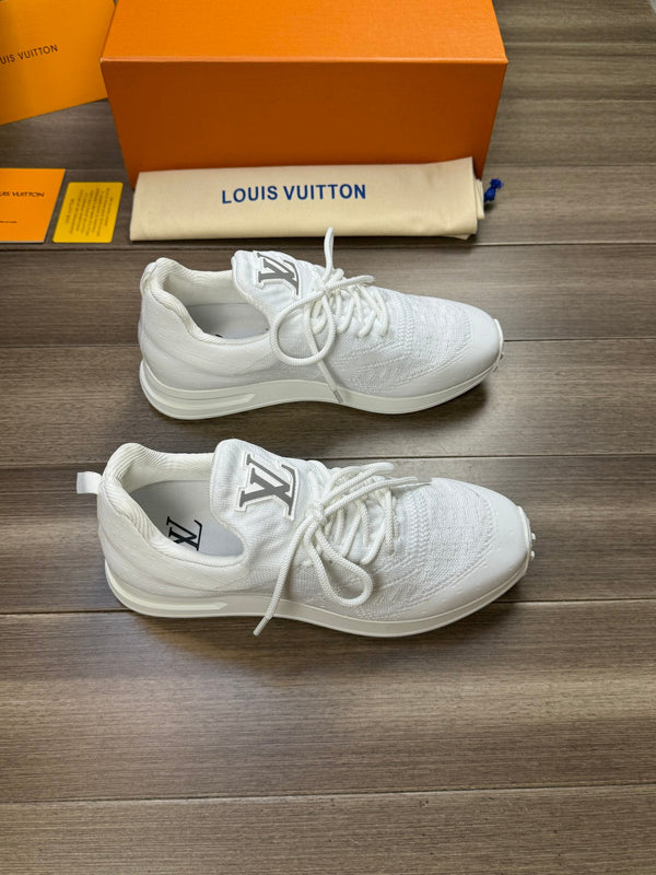 LV SNEAKERS IN WHITE MESH BREATHABLE FABRIC AND CALFSKIN