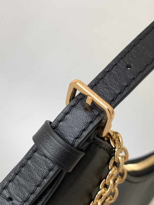 LV M25784 Pochette LV Bloom with Charm 23cm Black Calfskin GHW