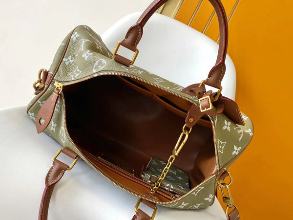 LV Speedy Bandoulière 40cm Green Sancha Monogram Calfskin GHW