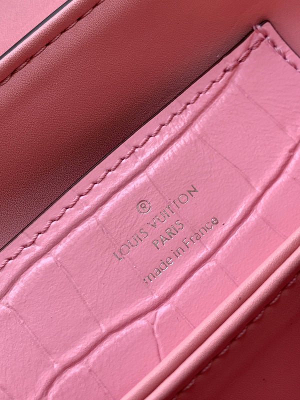 LV 25s Rose Des Vents Handbag 27cm Pink Crocodile Metal HW