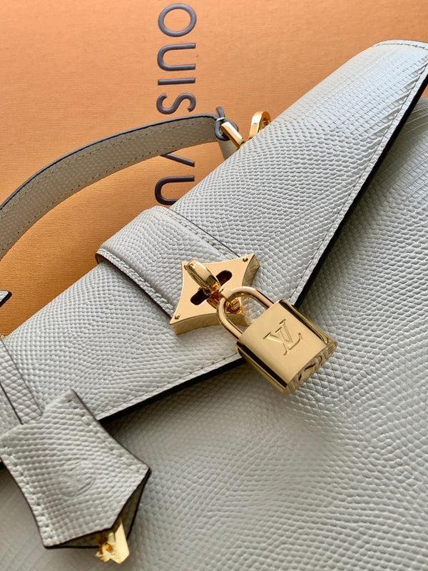 LV 25s Rose Des Vents Handbag 27cm White Lizard GHW