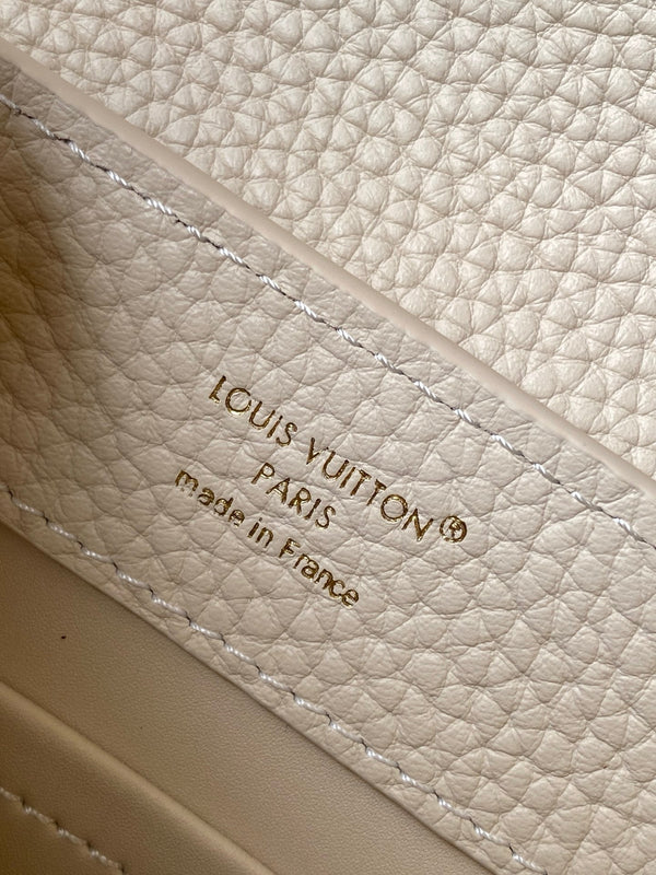 LV Capucines Mini Bedazzled Flower Handle Off White Taurillon leather