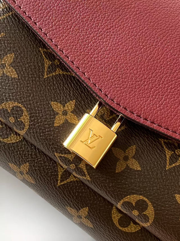 LV Large Saint Germain BB Wine Red Monogram Leather & Coated Canvas