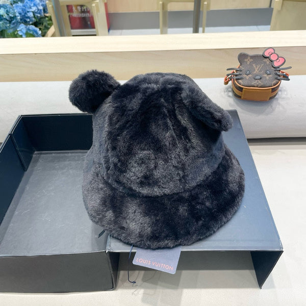 BUCKET HAT IN BLACK WOOL AND LAMB FUR 434939