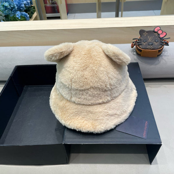BUCKET HAT IN BEIGE WOOL AND LAMB FUR 434942