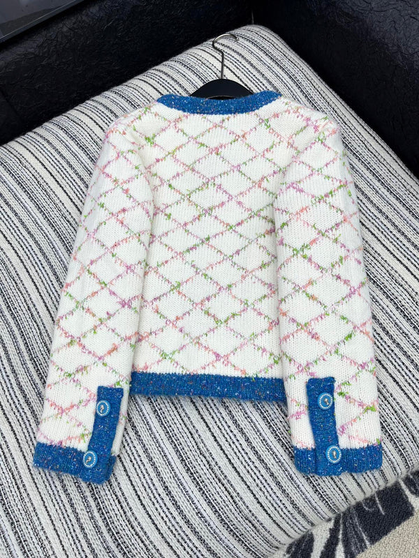 CC 2025 Cardigan Off-white Blue Wool 325889