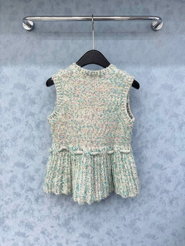 CC 2025 Vest Jacket With Drawstring Waist Blue Pink Wool 325852
