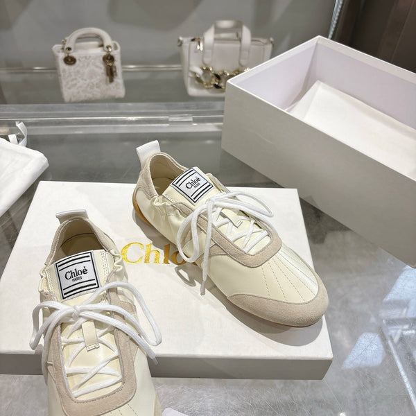 Chloe ballet flat casual shoes cream cowhide 518815