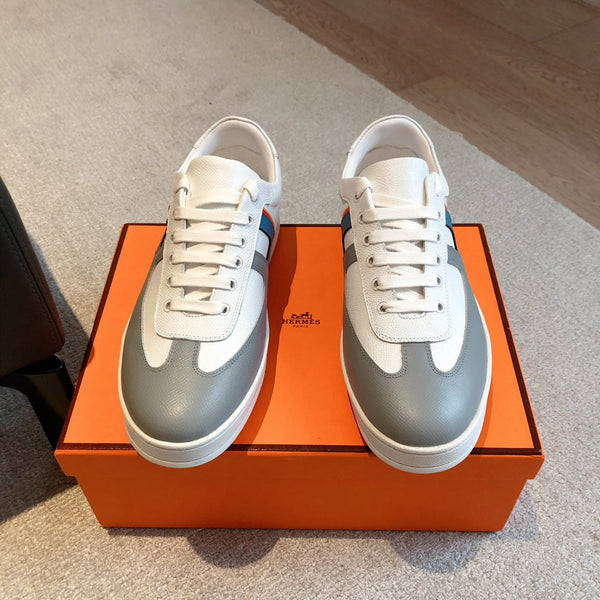 HM BOOMERANG SNEAKER MULTI WHITE AND GRAY CALFSKIN
