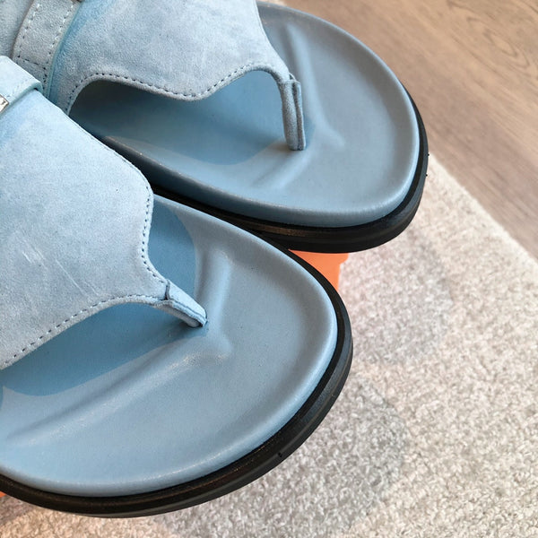 Empire Sandal Baby Blue Lambskin Suede Goatskin