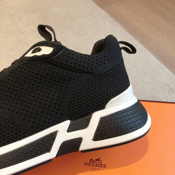 HM Heros Sneaker In Black Mix White Calfskin And Mesh Fabric 970870