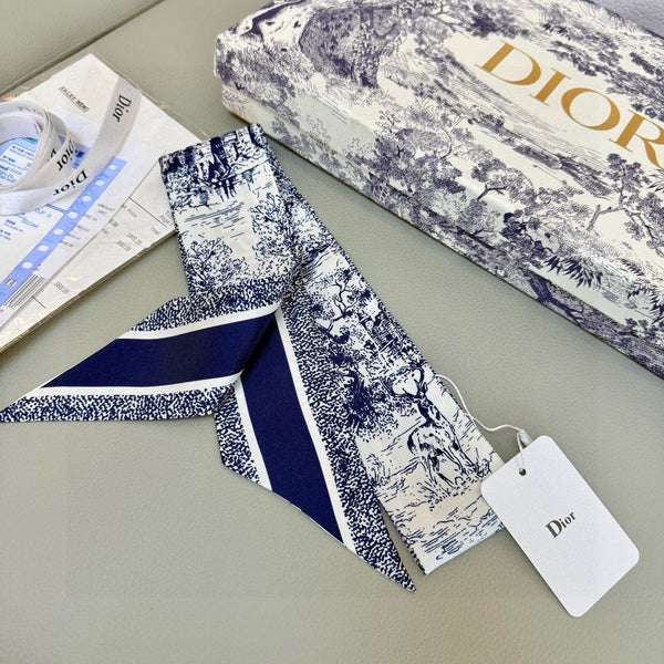 CD Twilly Mini Scarf 105cm Dark Blue Mulberry Silk 976493