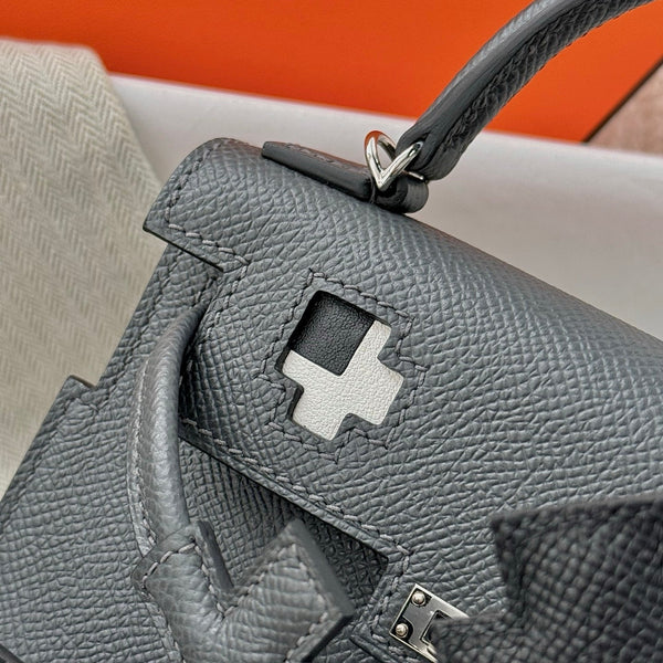 HM Kelly Doll Bag 18cm Fog Gray Epsom Leather 284592