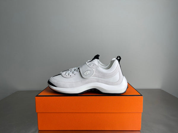 HM Men's Loop Sneaker White Calfskin Suede 741464