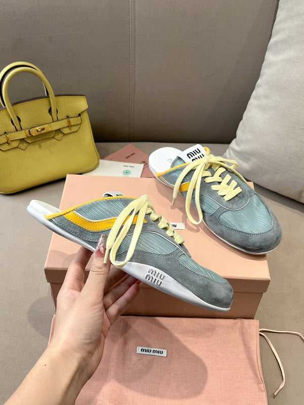 Miu x NB 530 SL Mules Teal Green Grey Mesh Suede 642508