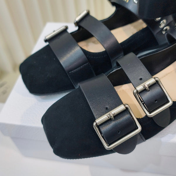 CD 26s Punk Ballet Flats Black Suede 927875