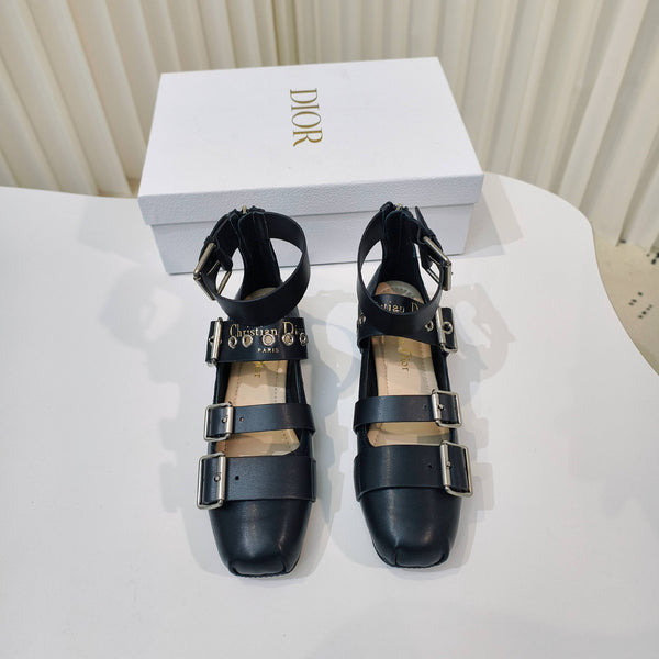 CD 26s Punk Ballet Flats Black Leather 927876