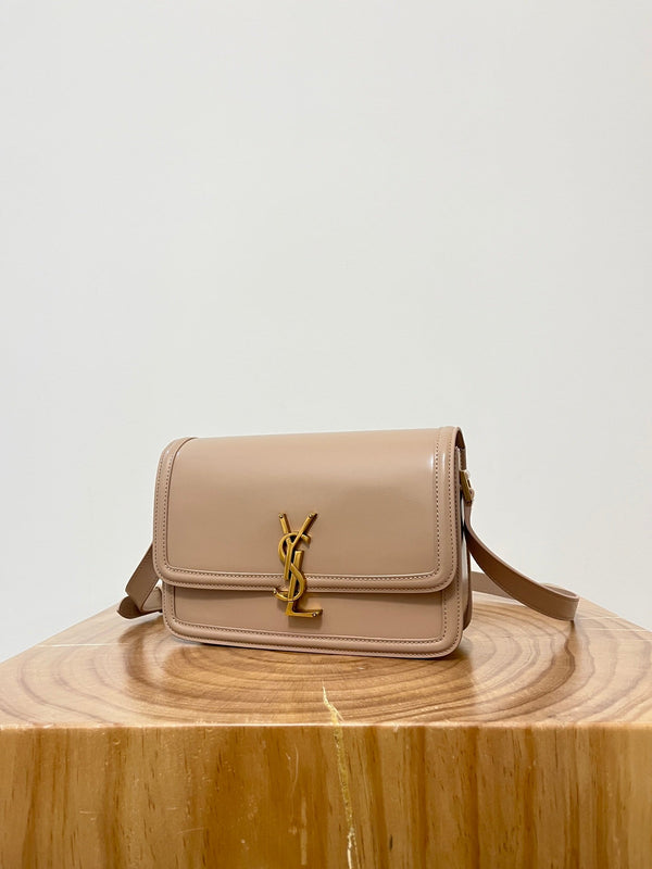 YSL Solferino Small Satchel Bag Pure Beige Gold Calfskin 339520