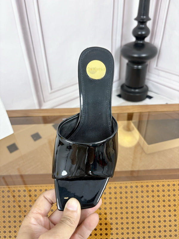 YSL High-Heeled Sandal 5.5cm Black Patent Leather 932049