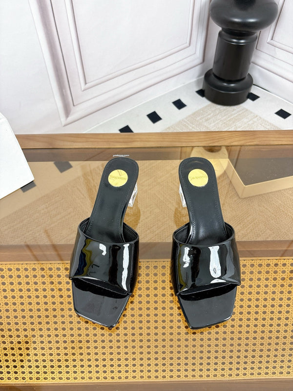 YSL High-Heeled Sandal 5.5cm Black Patent Leather 932049