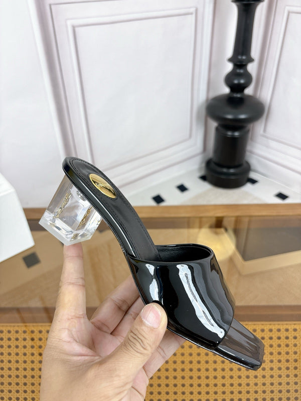 YSL High-Heeled Sandal 5.5cm Black Patent Leather 932049