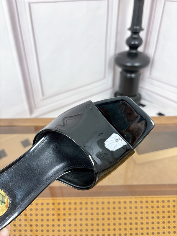 YSL High-Heeled Sandal 5.5cm Black Patent Leather 932049
