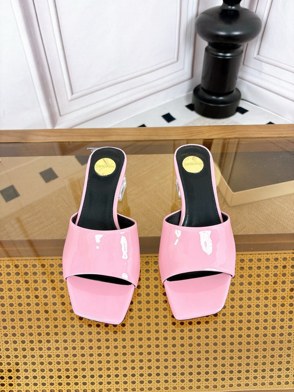 YSL High-Heeled Sandal 5.5cm Pink Patent Leather 932054